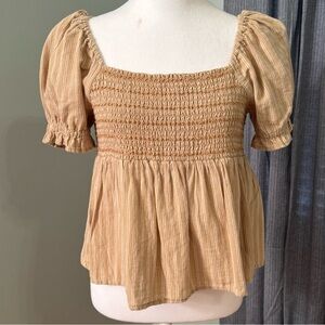 AE Smocked Puff Sleeve Crop Top